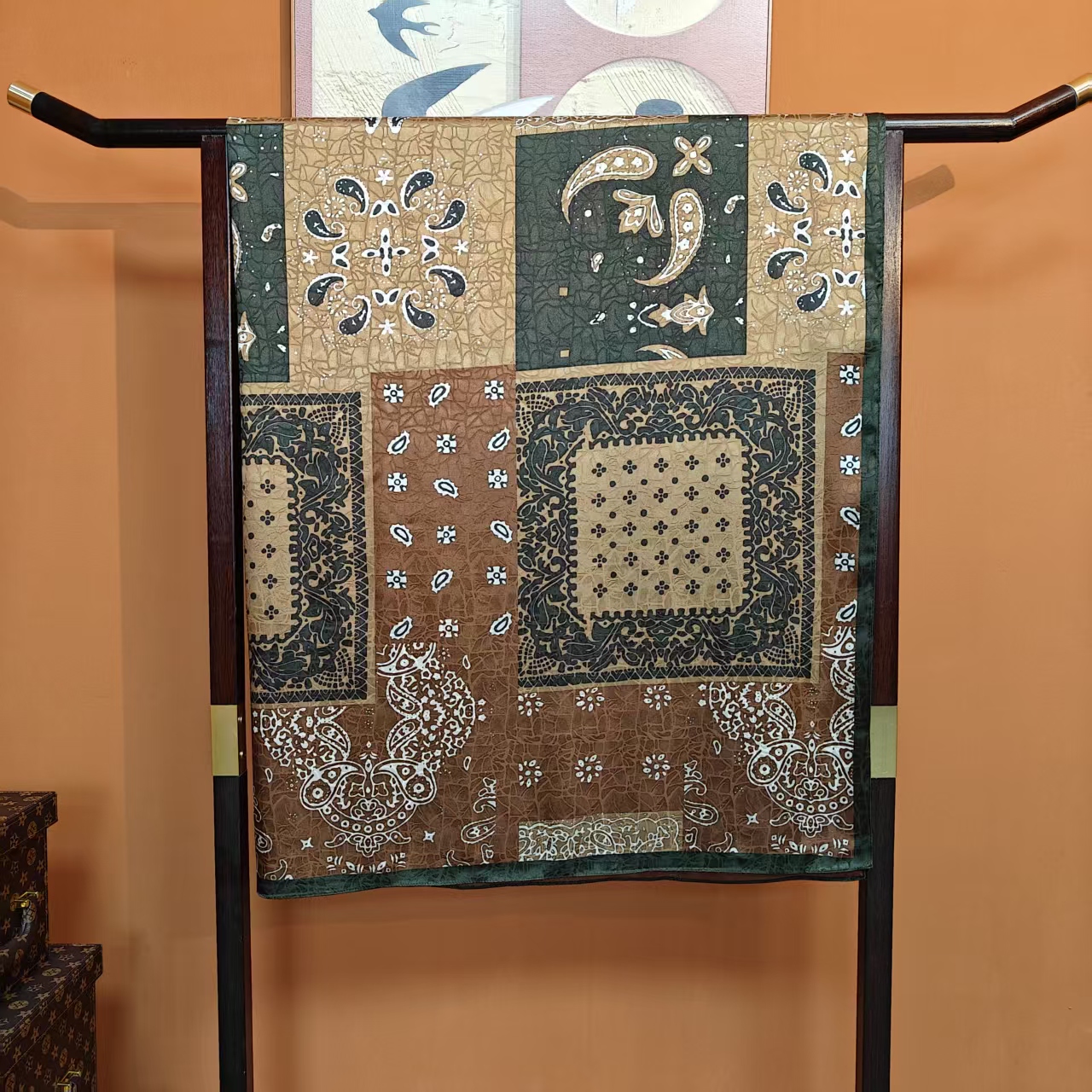 【复古拼纹】140*140重磅香云龟裂纹高货重磅国风高端丝巾-W2