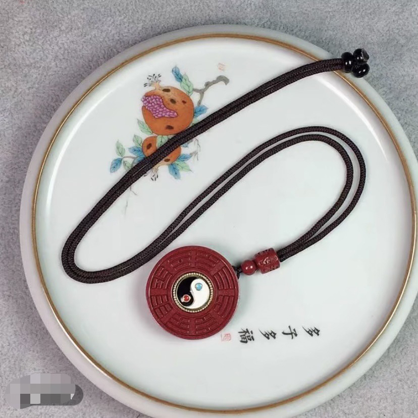 含辰砂工艺品紫金砂太极八卦转轮款式吊坠