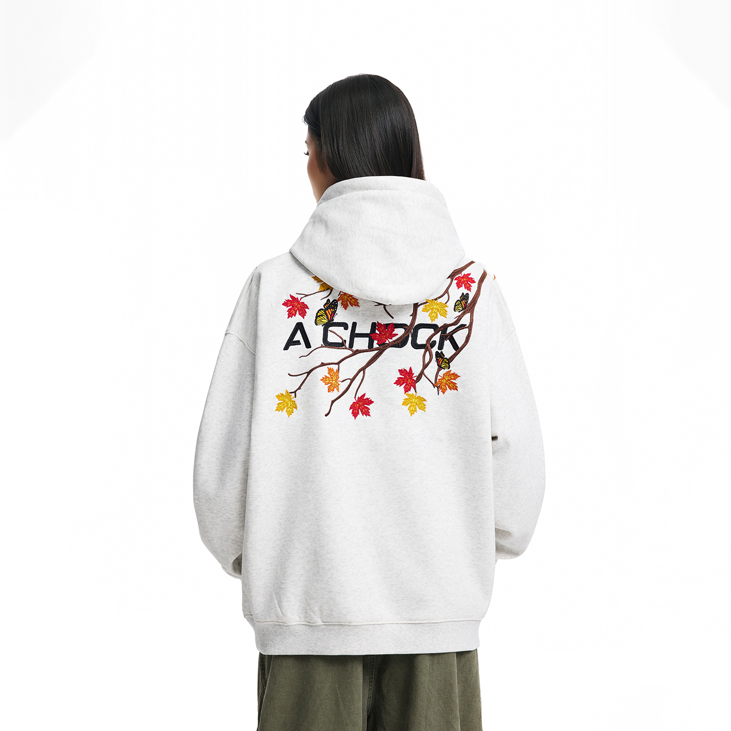 【Achock官方店】潮牌嘻哈枫叶刺绣连帽卫衣美式复古情侣上衣外套