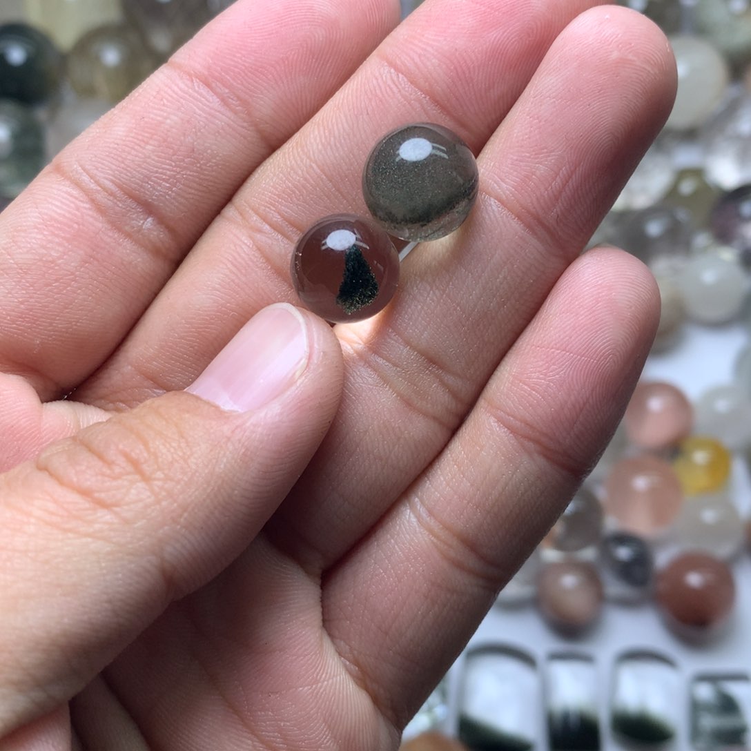 水晶珠宝半成品未镶嵌蓝*瑰绿幽灵球