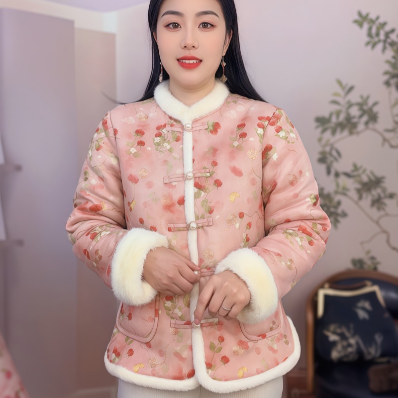 冬季新款中式网红加绒复古棉袄国风棉衣加厚保暖棉服上衣新中式