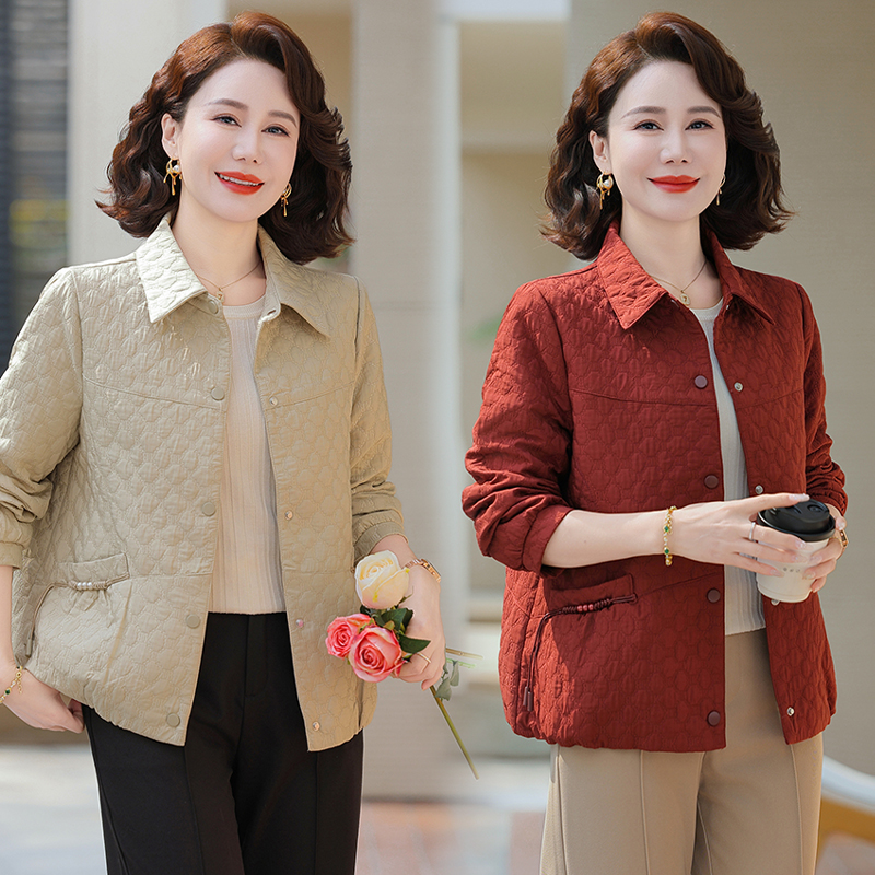 秋装中老年女装外套夹克新中式气质妈妈装宽松长袖外套休闲百搭