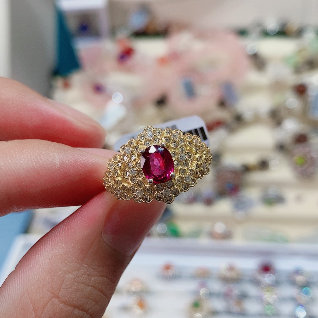 戒指戒指银S925镶嵌碧玺