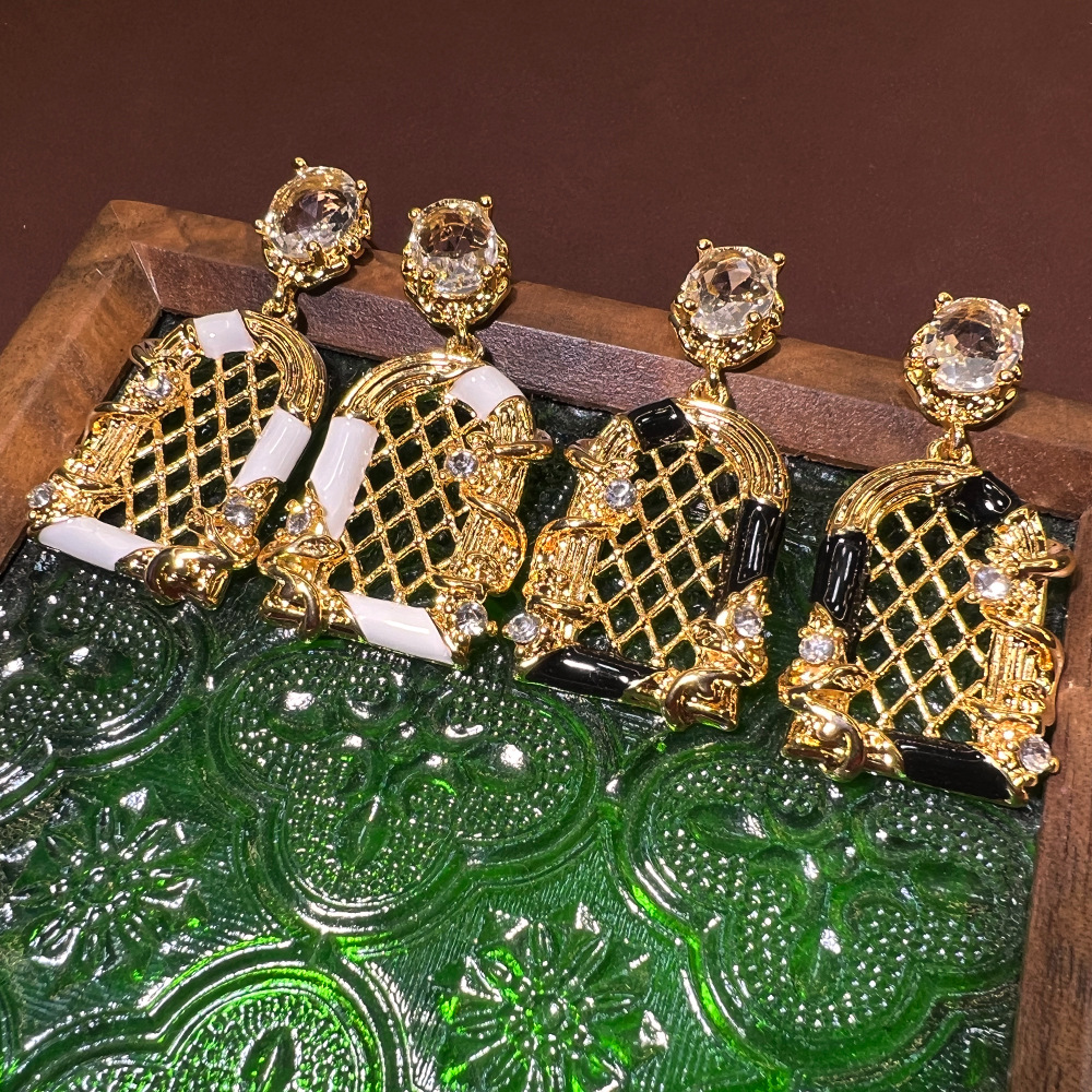 铜合金耳饰 网红爆款鸟笼耳坠 轻奢小众设计感法式高级感S925镀