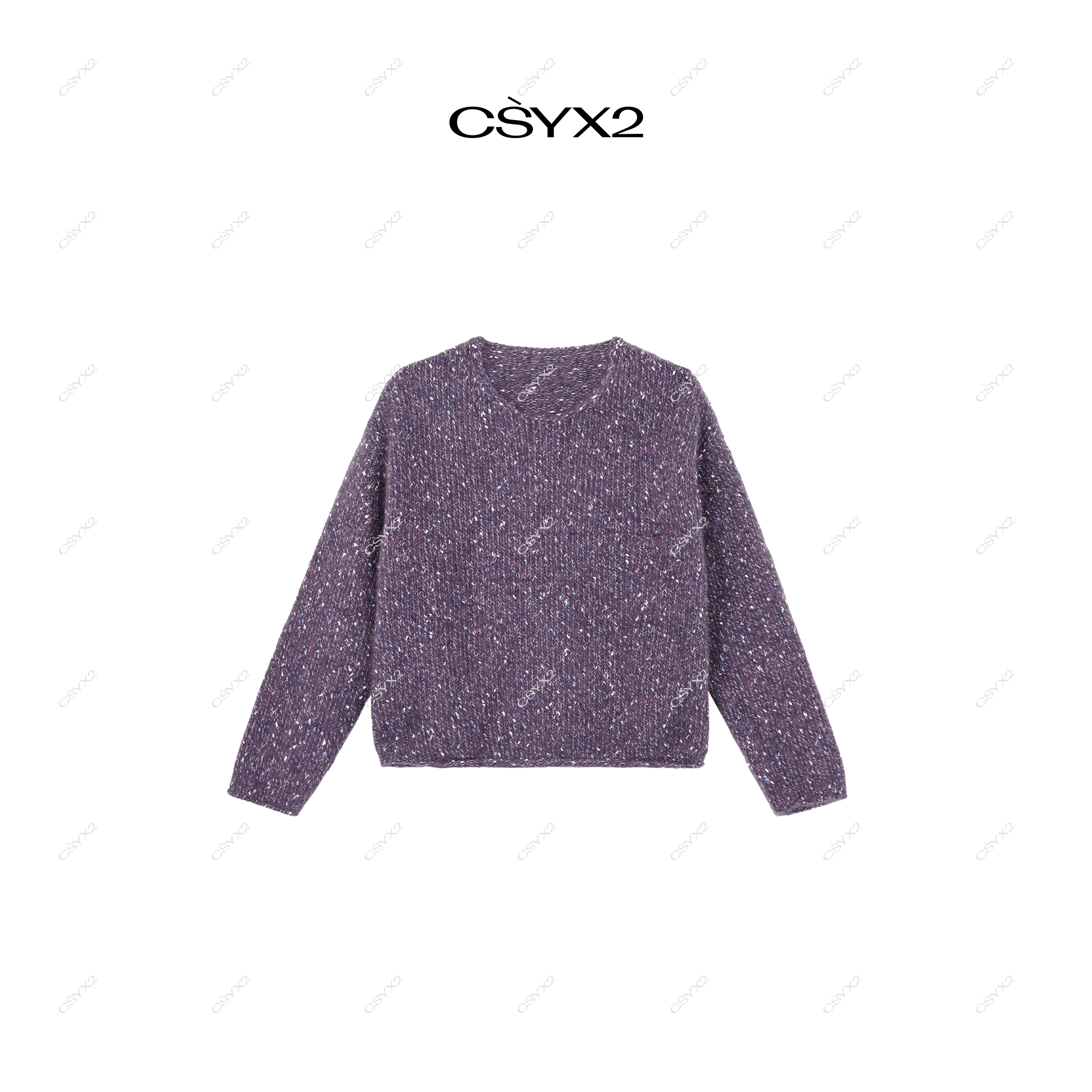 CsyX2-2025A/W 秋冬新品 薰衣草浣熊绒套头长袖毛衣CA4DM045