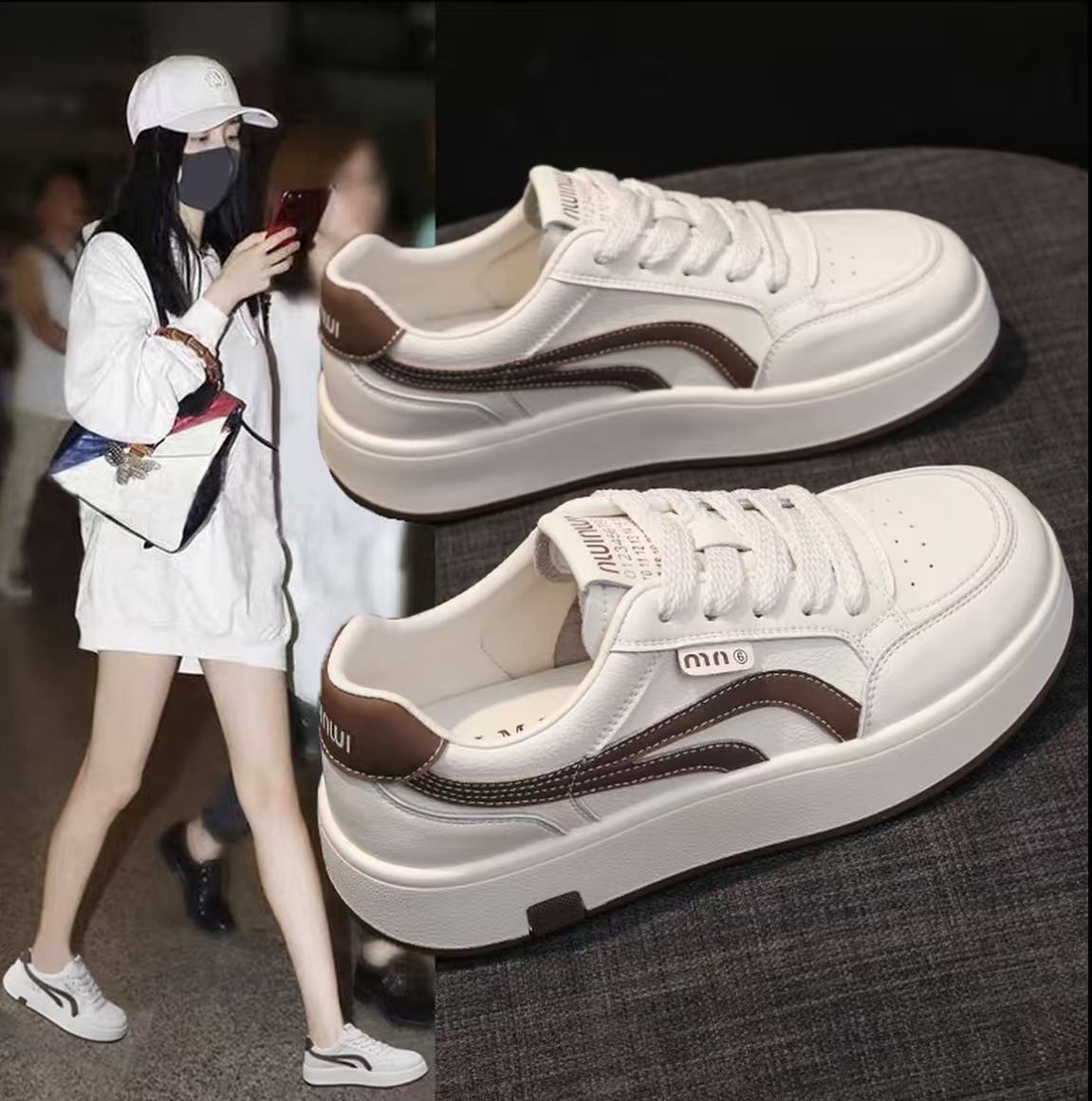 2025早秋季新款薄底小白鞋女百搭休闲鞋ins潮小众设计感韩版时尚