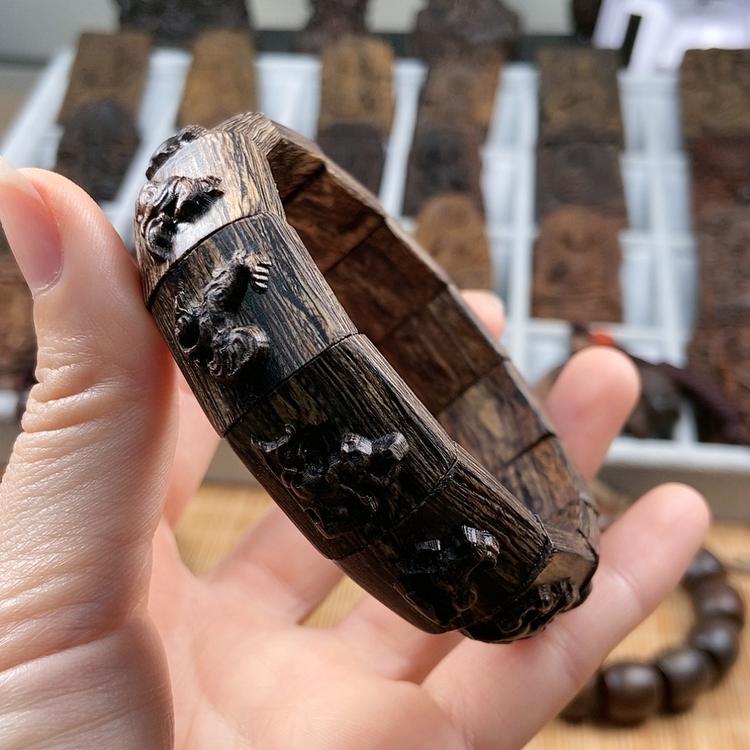 香榧木文莱虎皮手牌