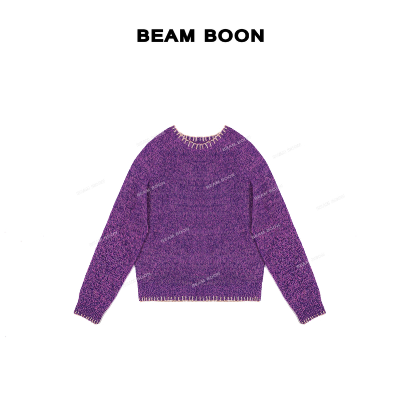 【紫糯米针织】多重奏~莱赛尔羊毛绒垂感蓬松柔软手缝线针织衫