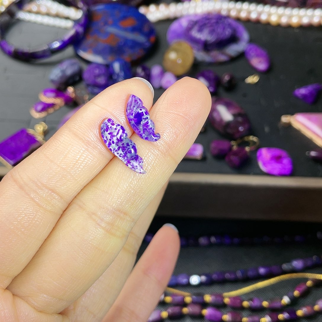 苏纪石（舒俱来）耳钉银S925镶嵌