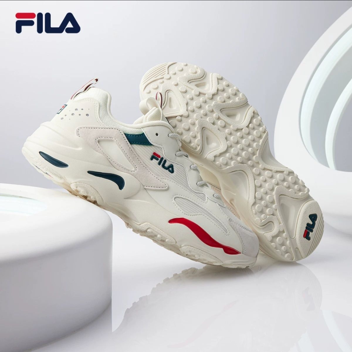 FILA斐乐女鞋老爹鞋2025夏季复古透气跑步鞋时尚轻便男士运动鞋女