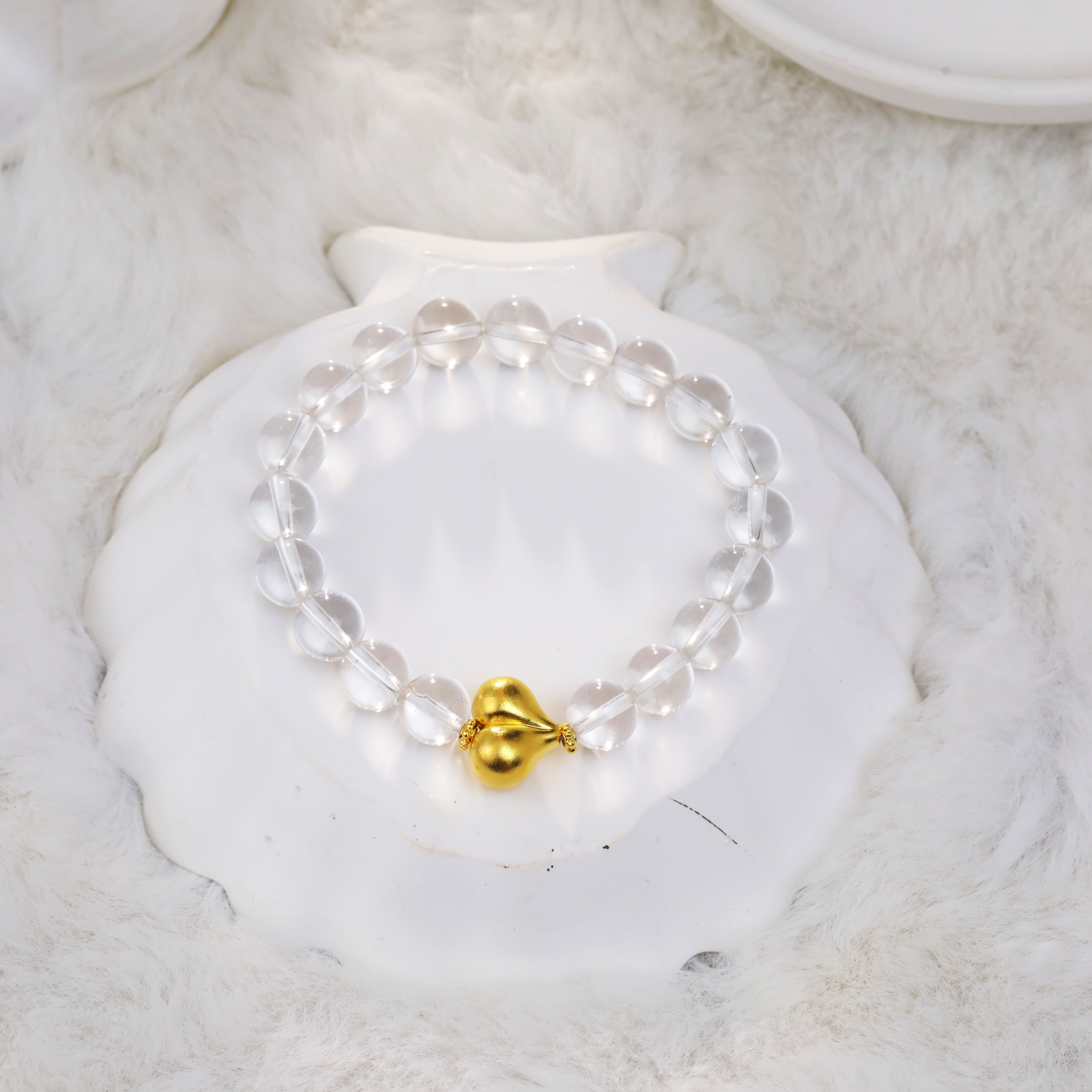 IBE LOVE 足金999爱心屁桃白水晶手串轻奢百搭款送人送礼