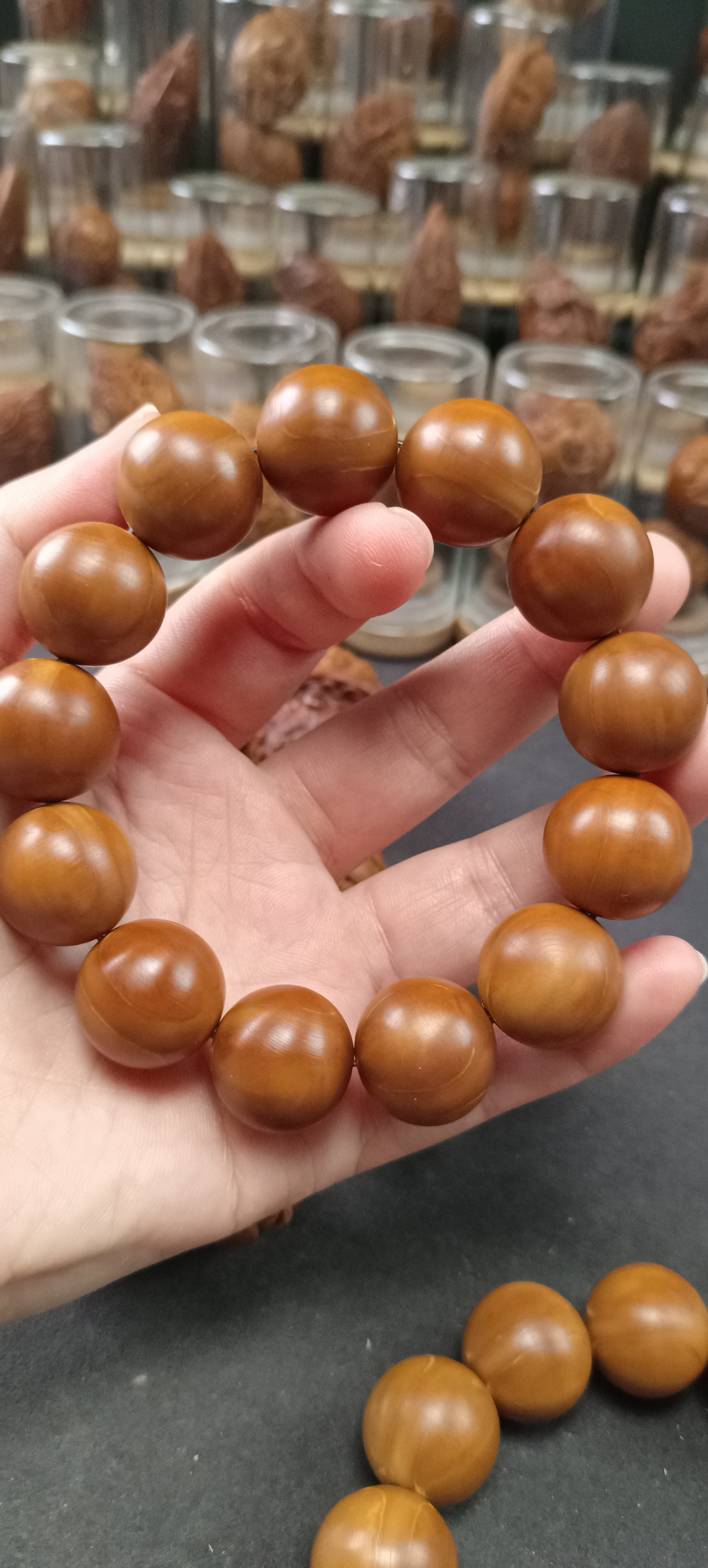 橄榄核雕1.85尺寸正圆光珠