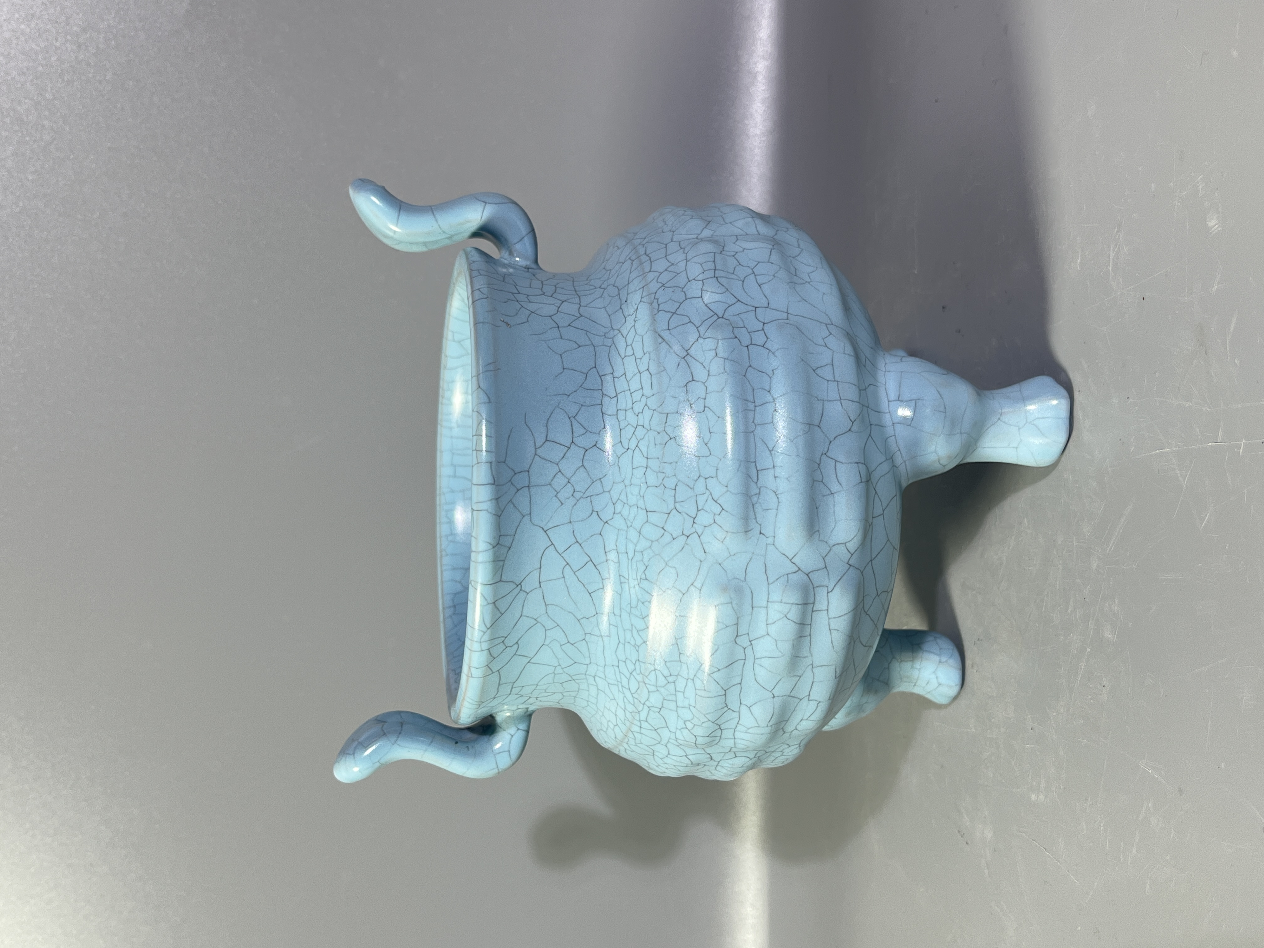 汝窑天青色三兽足双耳香炉，喜欢可私聊或拍下！