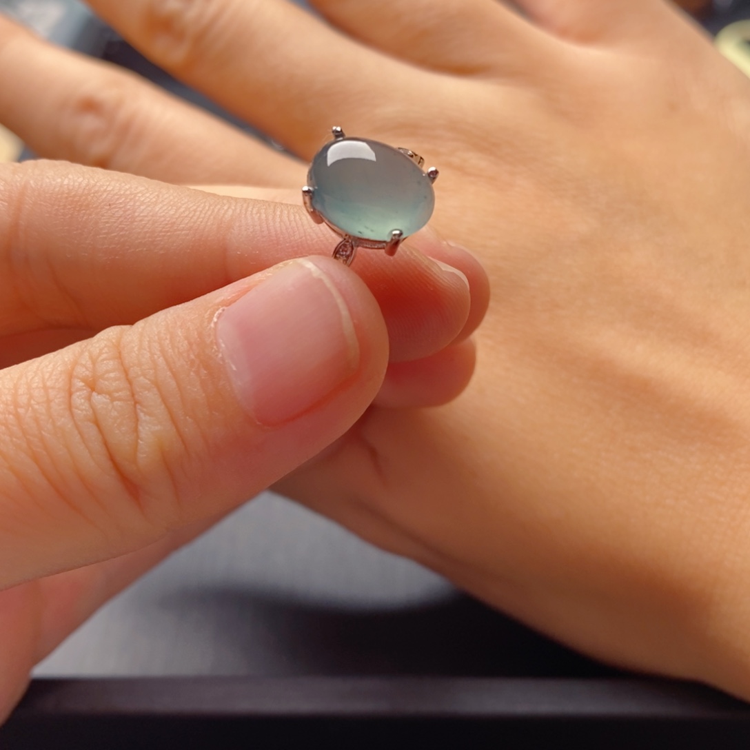 翡翠银S925镶嵌颈饰戒指