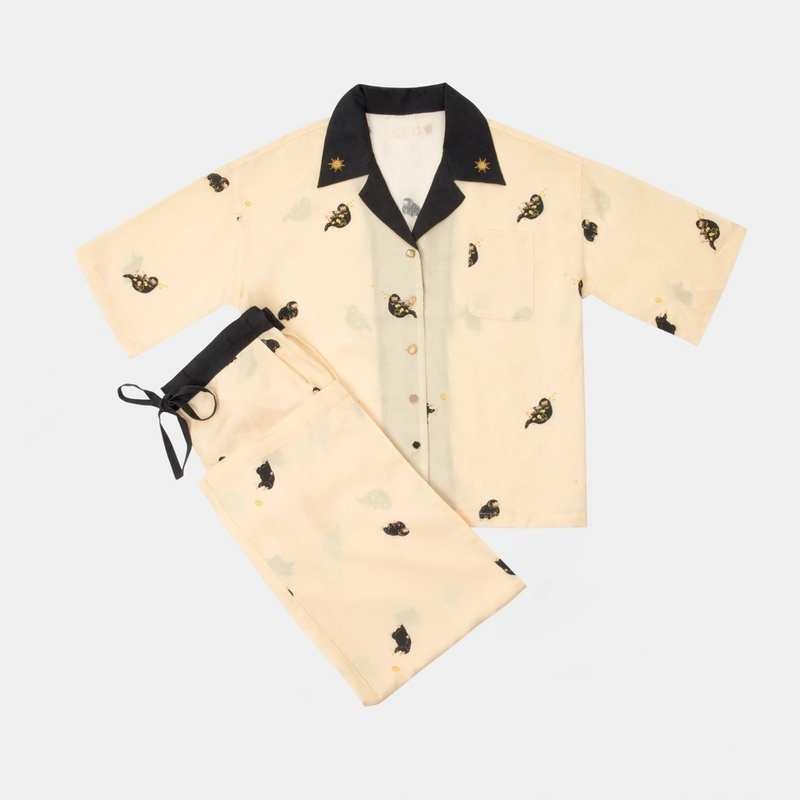 时梦野【野-SP嗅嗅三件套天丝】短袖短裤+长裤家居服套装睡衣女