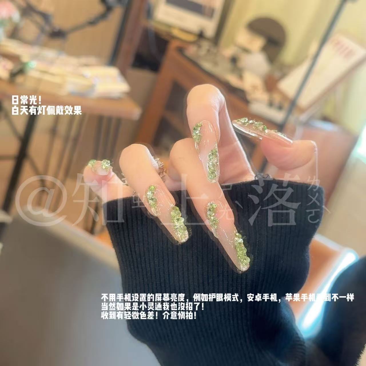 不焦绿  知上落手工穿戴甲原创设计穿戴甲气质可爱粉色