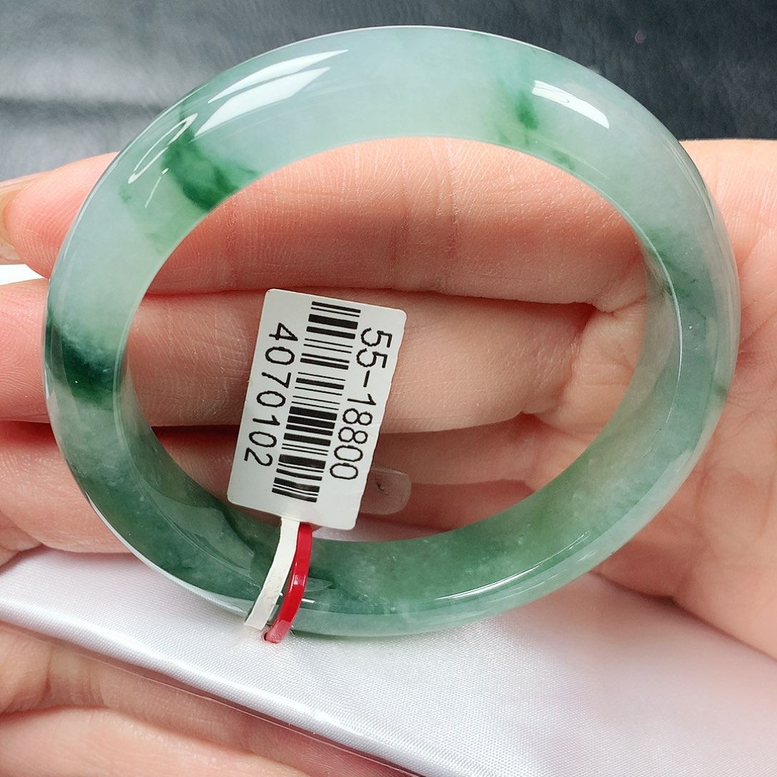 翡翠手镯未镶嵌冰飘花正圈55圈口54号