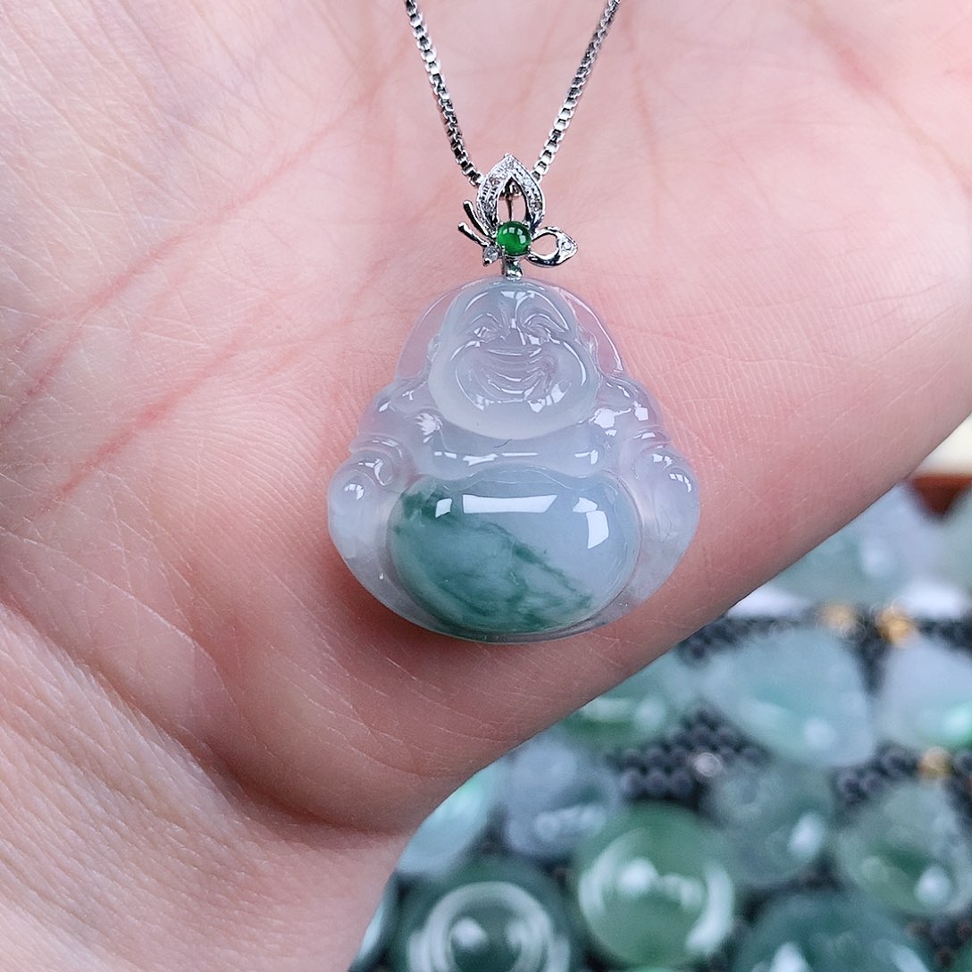 【闪购商品】翡翠吊坠(不含链)18K金镶嵌佛公
