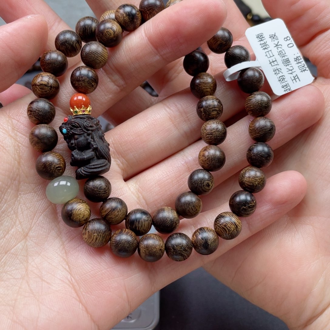 【闪购商品】沉香手串天**佑越南芽庄白棋玉化瘤疤水波沉水 0.8