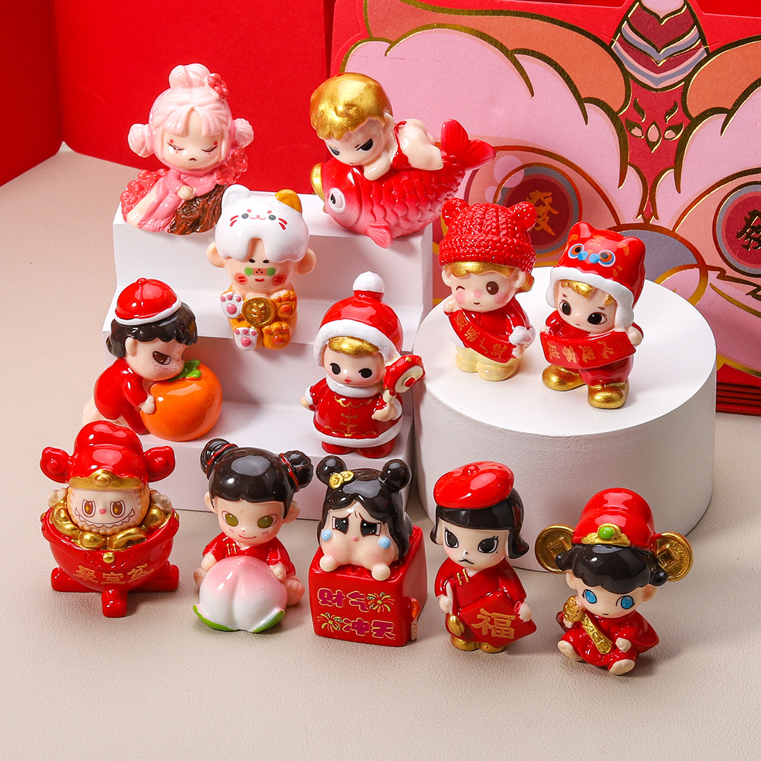【迎新春、九宫格】新春彩绘喜娃 DIY装饰可爱树脂饰品桌面车载摆件