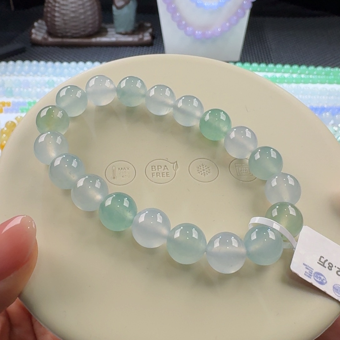 翡翠手链未镶嵌力推小高冰清冷风多宝单圈10mm