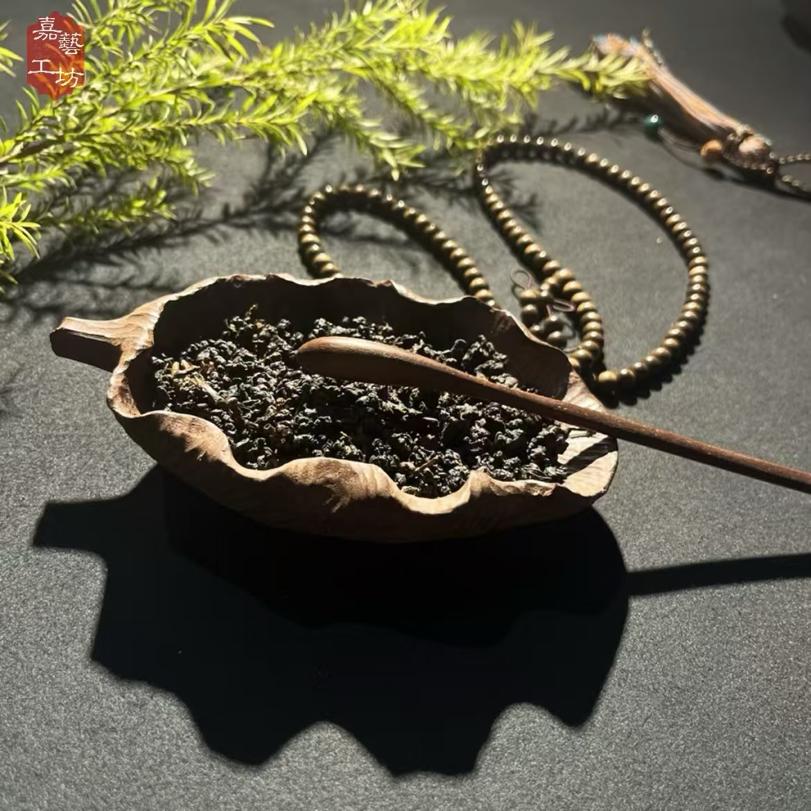 老乌木雕刻茶则+茶拨