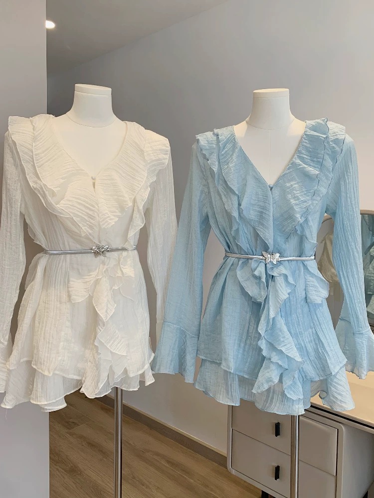 气质名媛淑女法式ins风时尚高街穿搭两件套9902（无腰带）