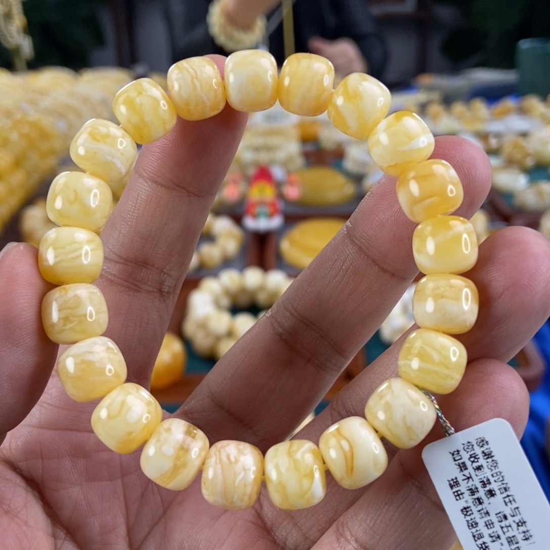 琥珀珠宝奇石未镶嵌10+虎皮纹 老型手串15
