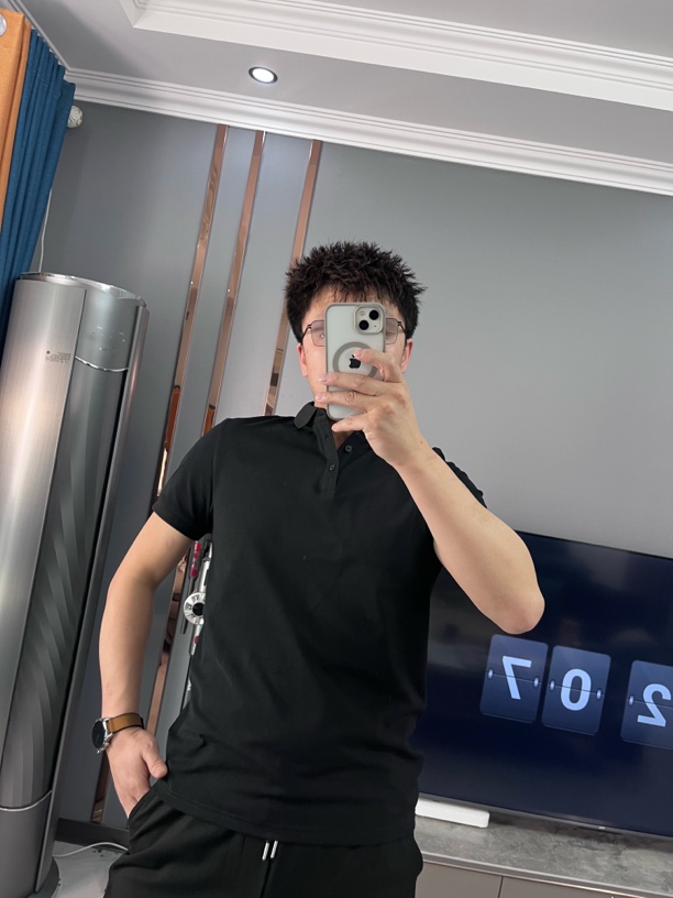 男士春夏款时尚百搭修身纯色polo衫短袖