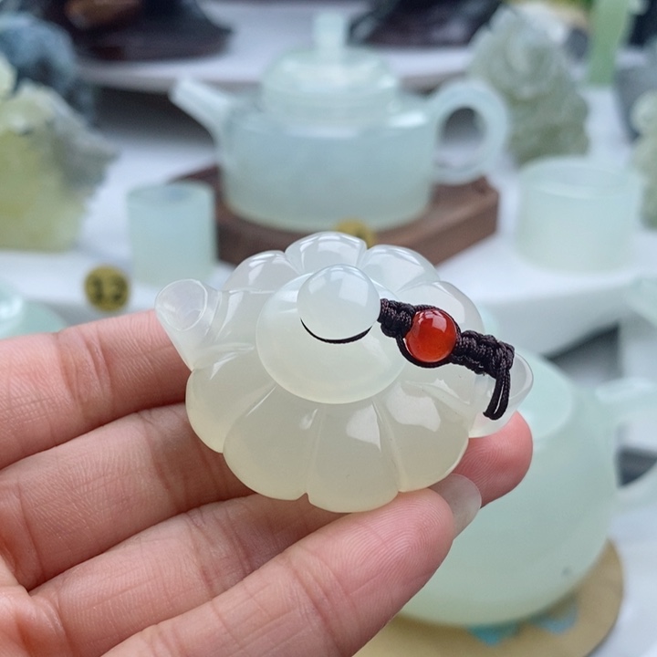 岫玉未镶嵌四大名玉手把壶