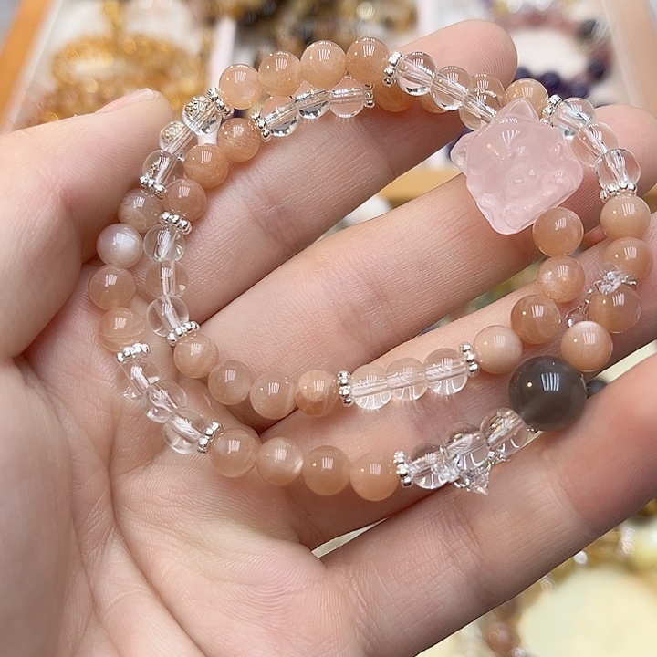 水晶手链未镶嵌太阳石双圈