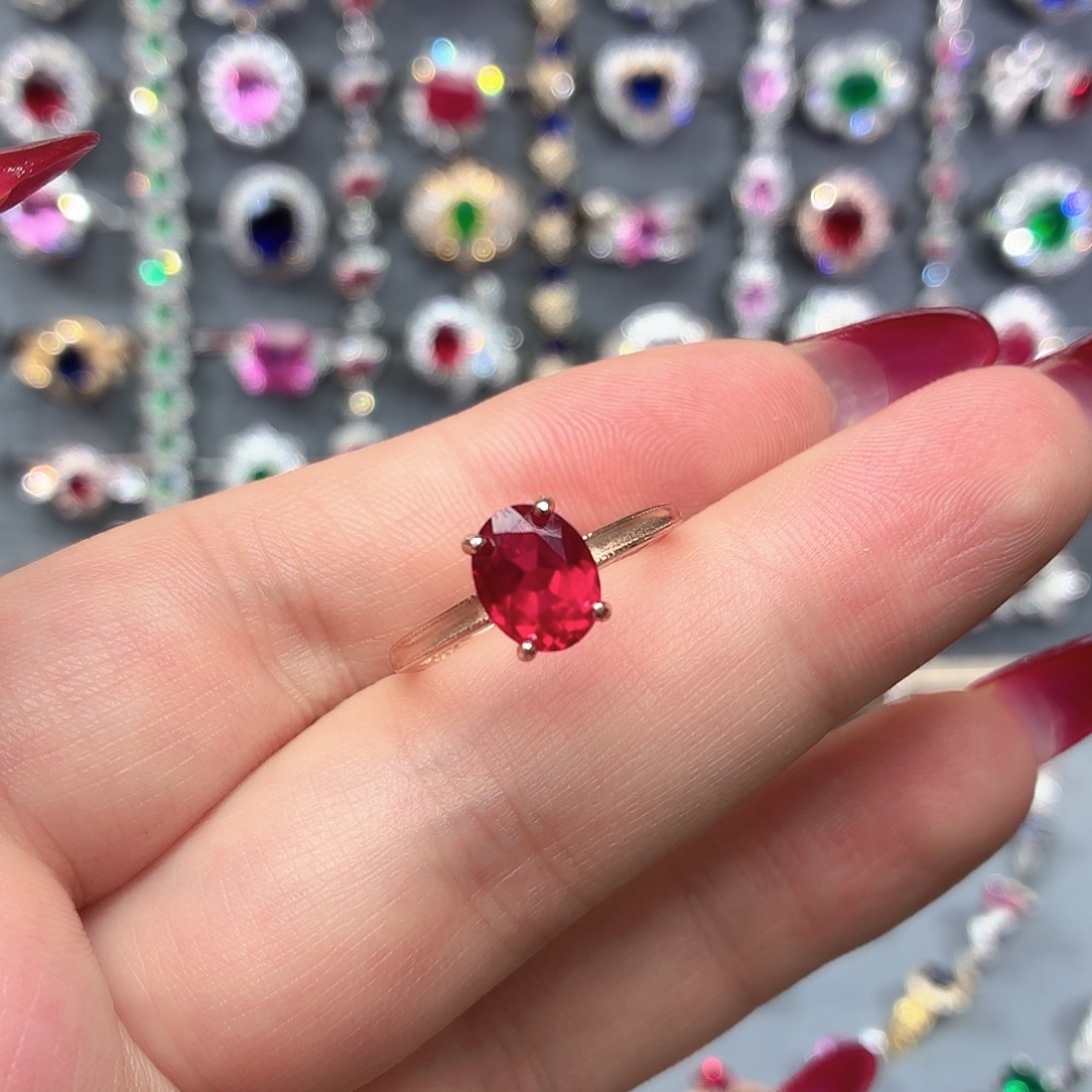 925银培育鸽血红色宝石