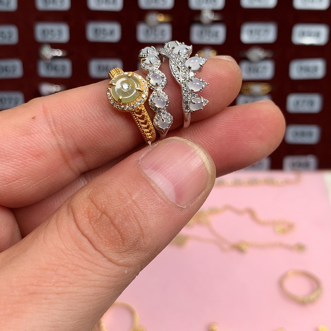 梦***回翡翠银S925镶嵌戒指68