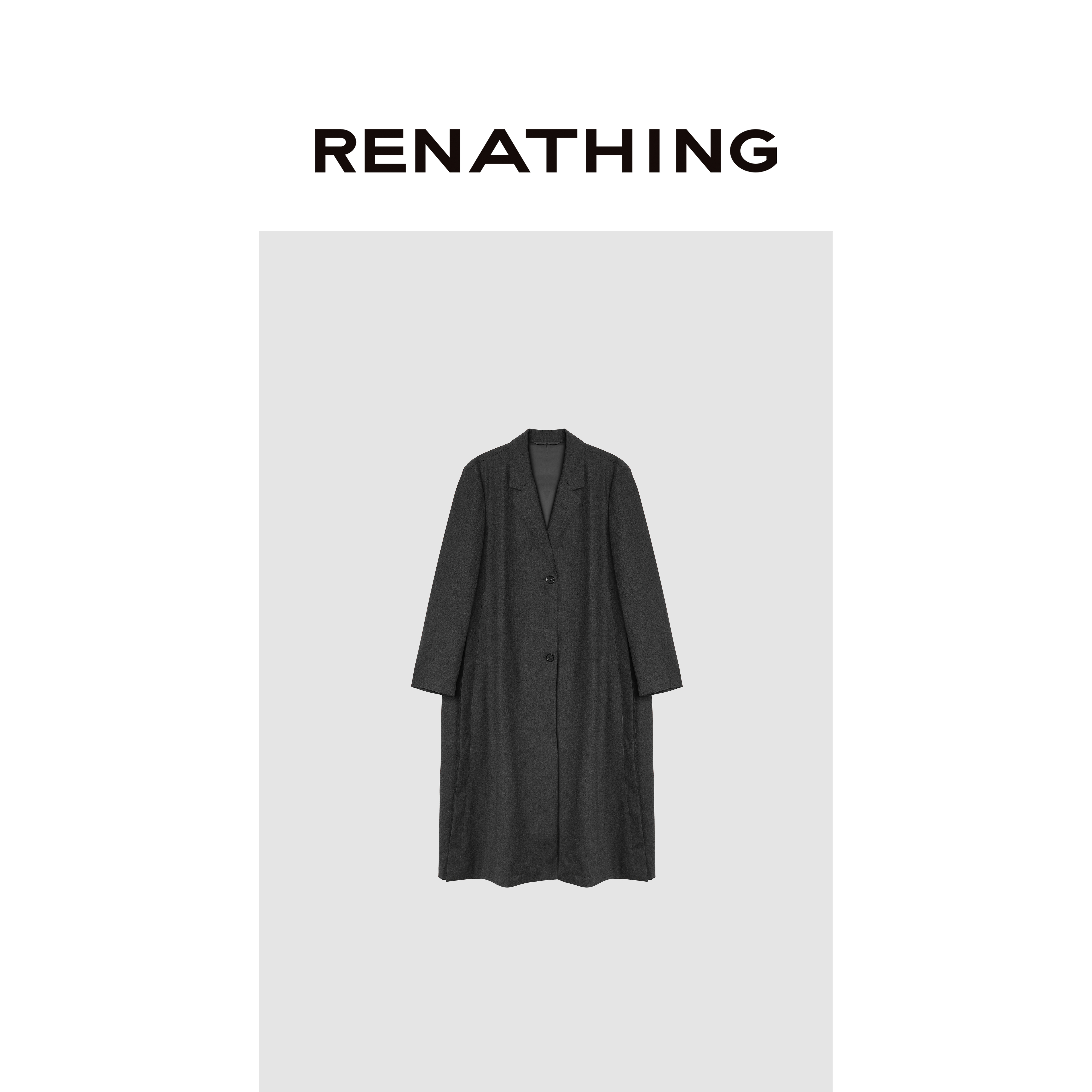 【RENATHING】侧缝开衩长款大衣