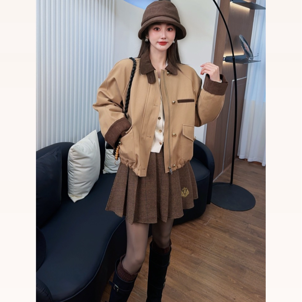 【重磅羽绒服推荐】美式复古翻领小个子休闲百搭夹克上衣羽绒服外套