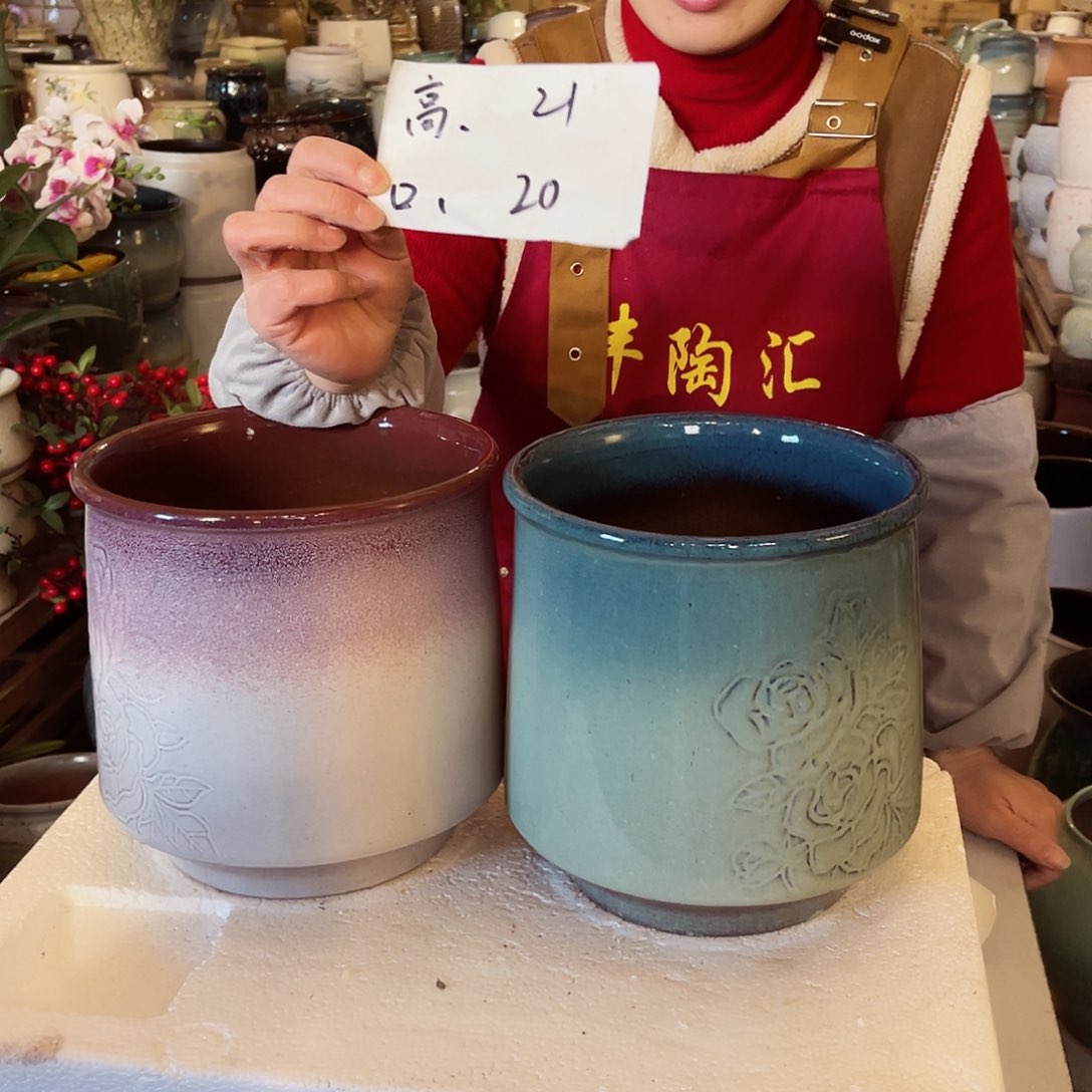 紫砂花盆高度21口径20