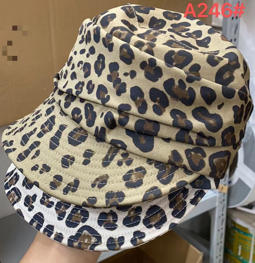 A246#豹纹褶皱帽子