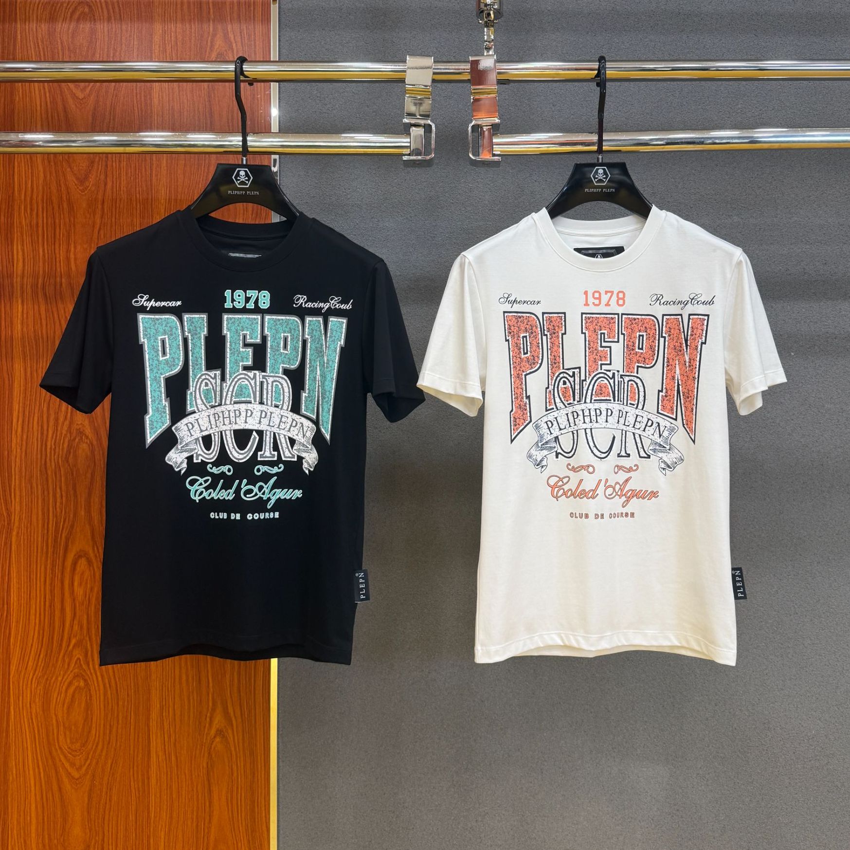 PLIPHPP PLEPN美式高级斑驳复古休闲修身百搭时尚潮流短袖T恤1739