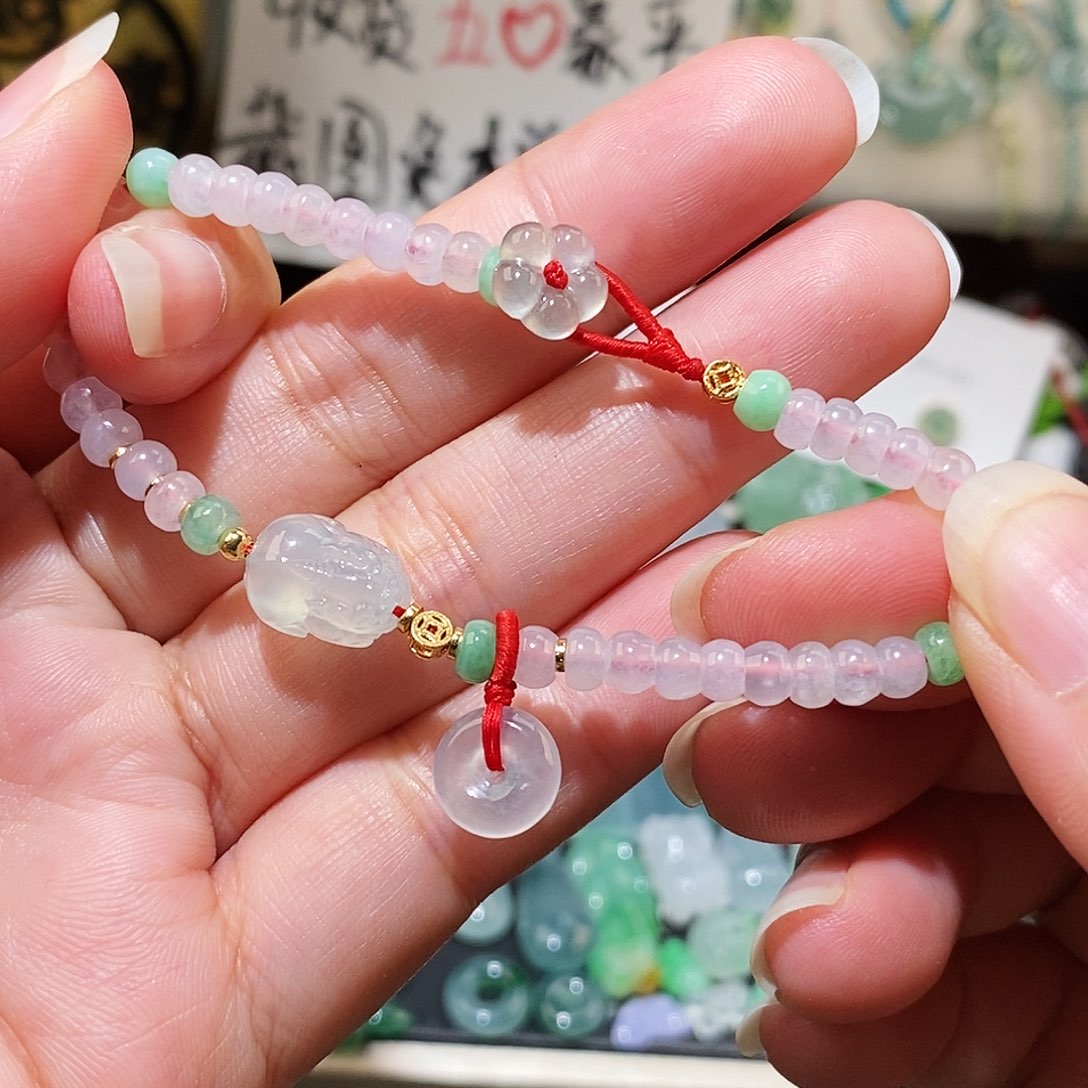 翡翠未镶嵌颈饰貔貅算盘珠手链16