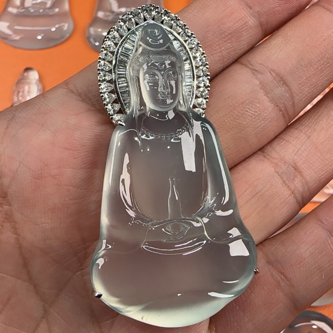 定制翡翠18K金镶嵌天然