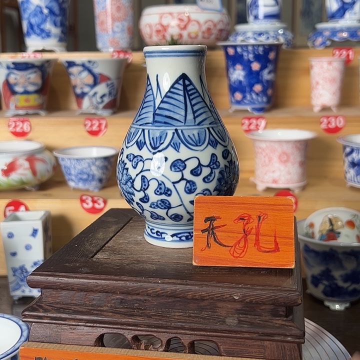 陶摆件墨奈手绘陶瓷花盆内口3高11