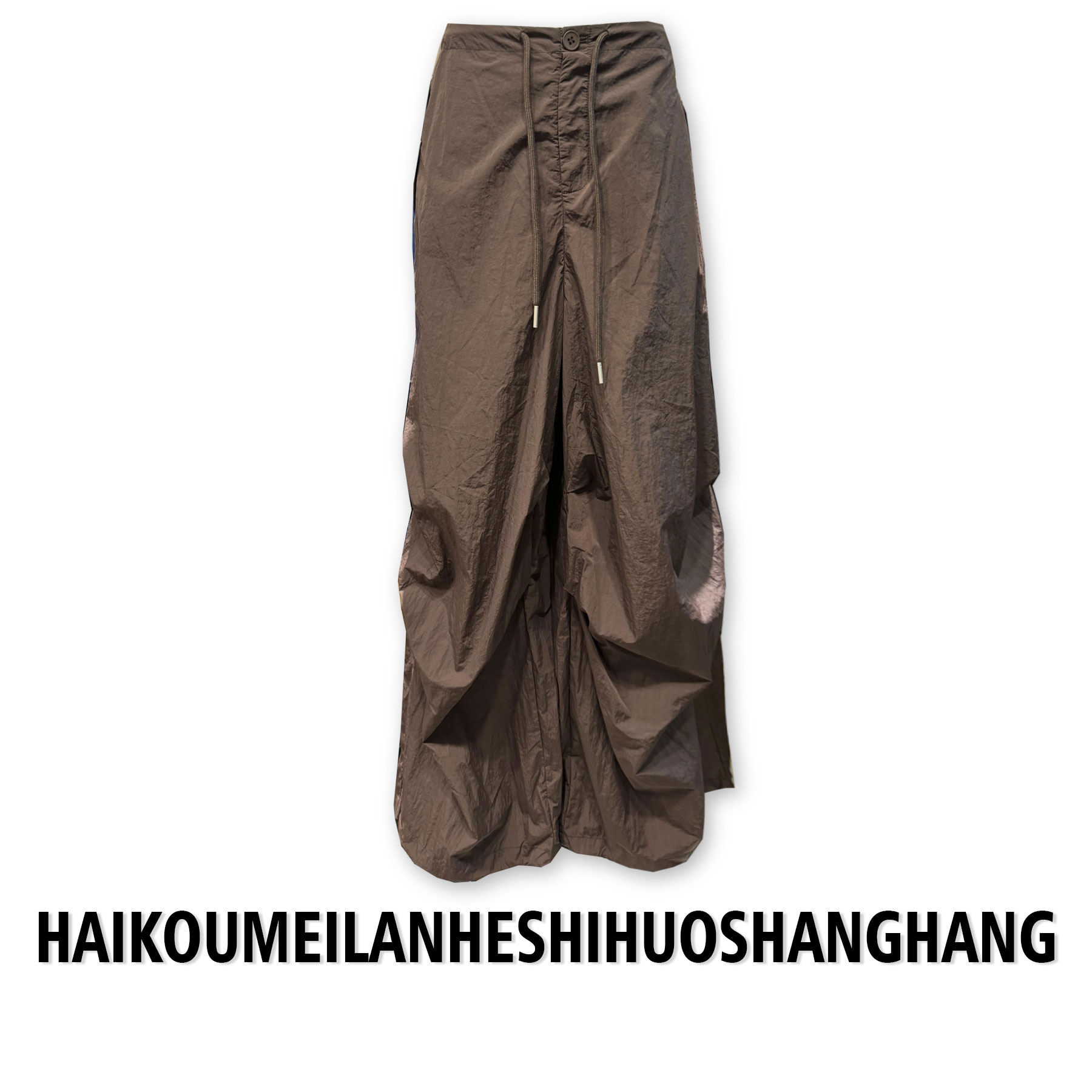 【ZZ严选NO退NO换】73030夏季咖色工装长裤女大口袋捏褶显瘦裤子