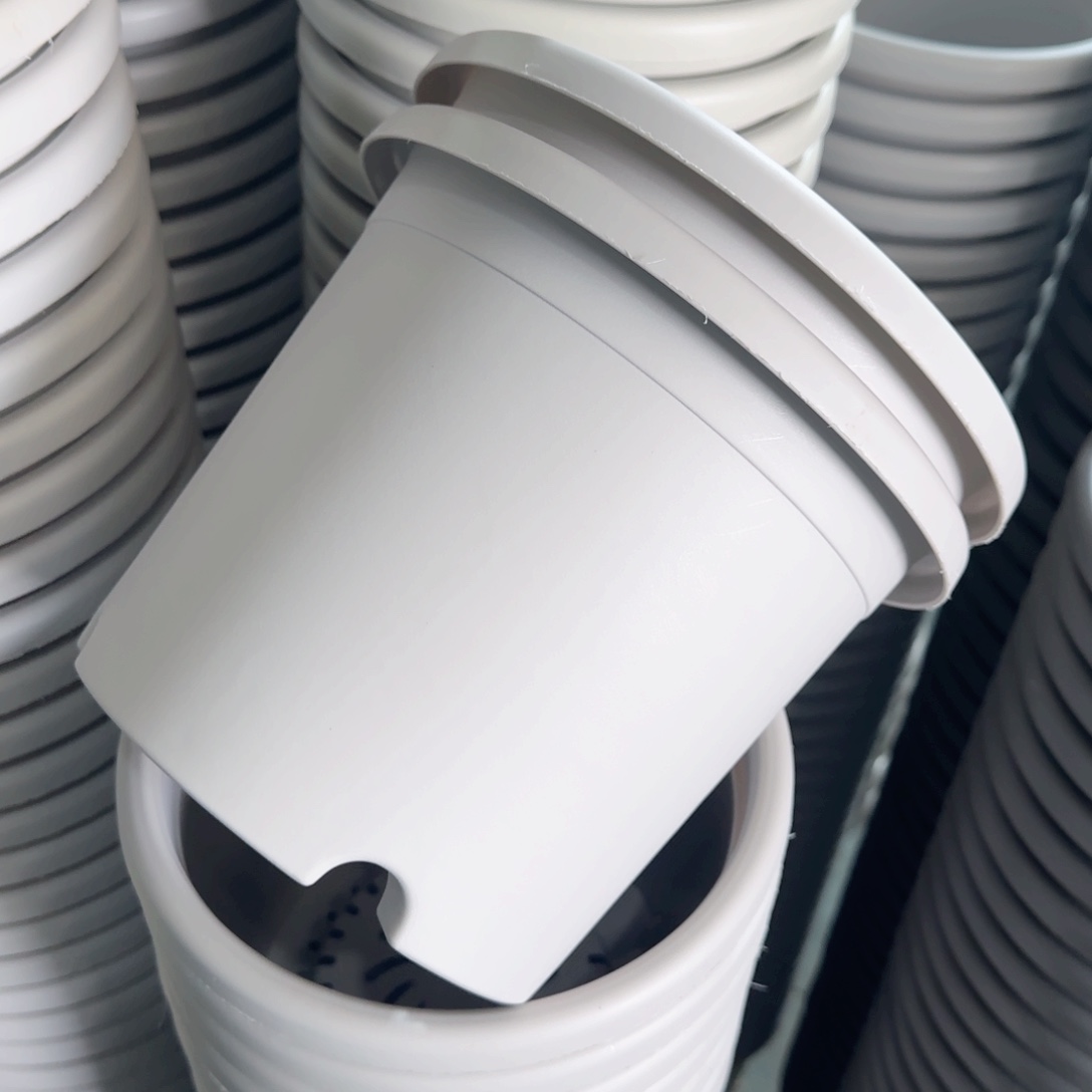 树脂四季盆3#无拖微瑕灰白10