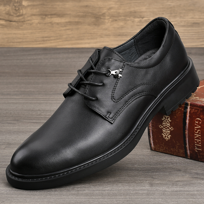 男士真皮商务皮鞋正装增高厚底耐磨上班西装鞋头层牛皮新郎结婚鞋