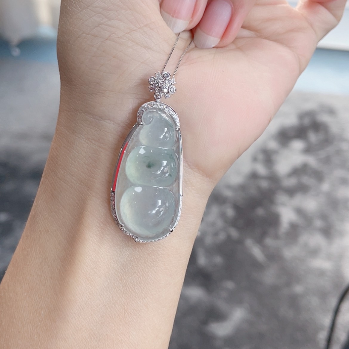 【闪购商品】翡翠颈饰18K金镶嵌73号 冰飘花