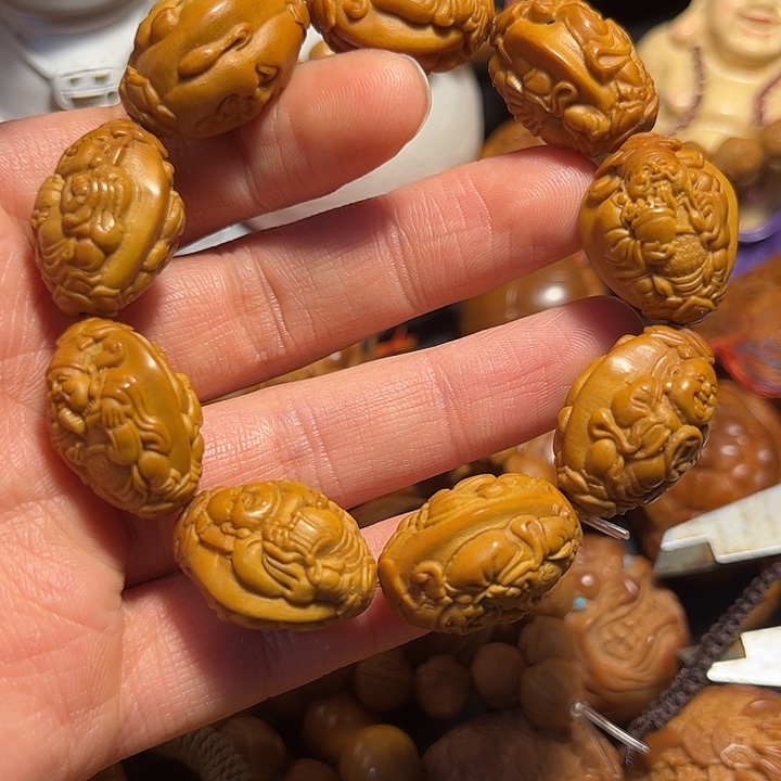 橄榄核手串/手链浮雕财迷