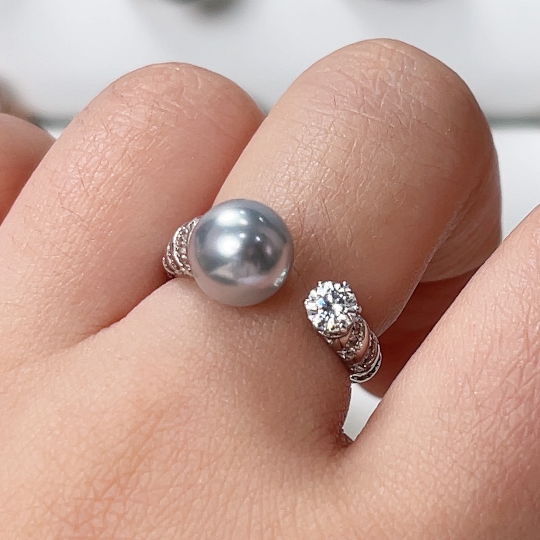 海水珍珠戒指银S925镶嵌