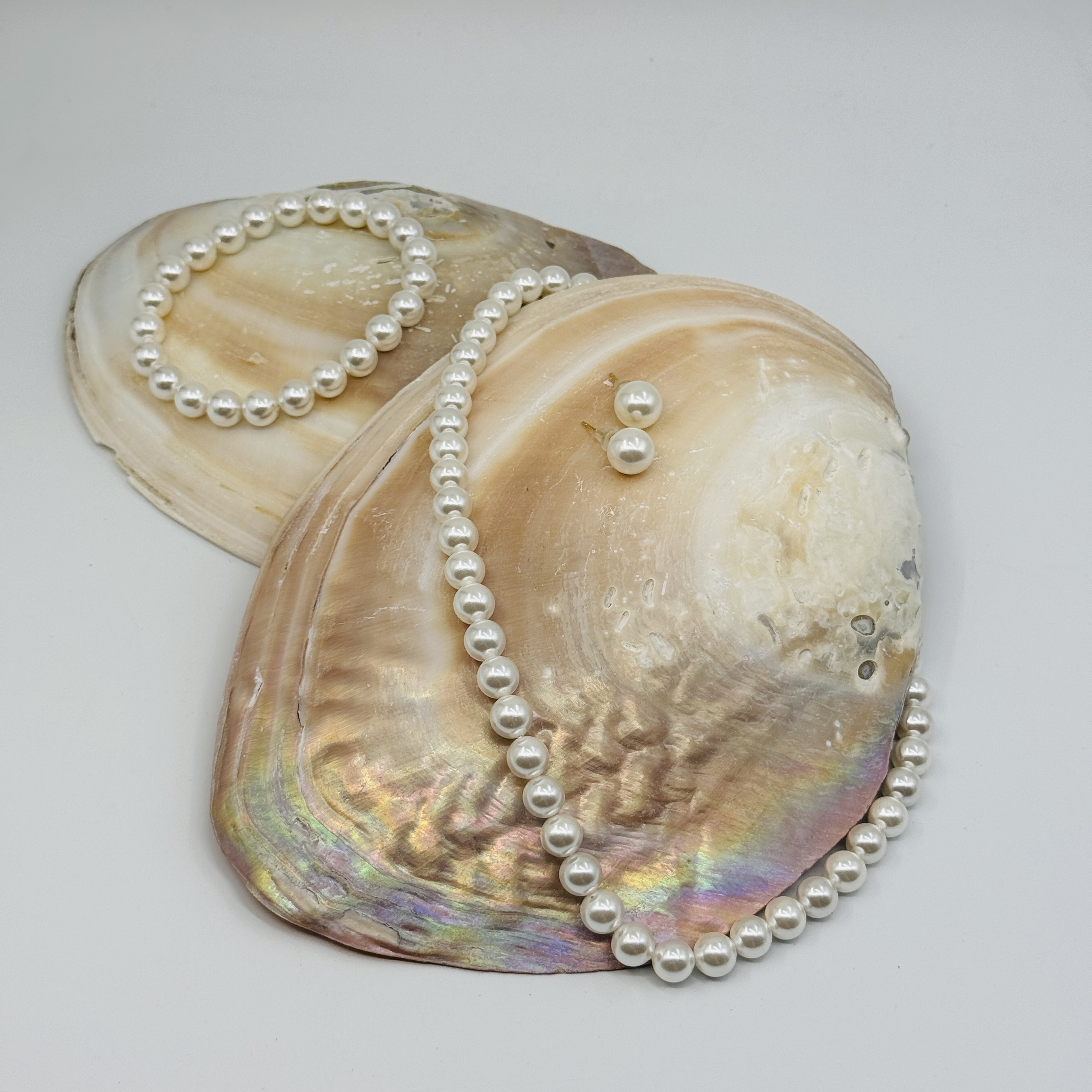 铜仿珍珠项链 TJ232 百搭时尚气质珠珠项链手链耳钉三件套饰品