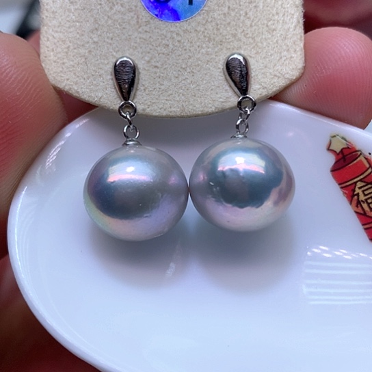 淡水珍珠耳饰银S925镶嵌