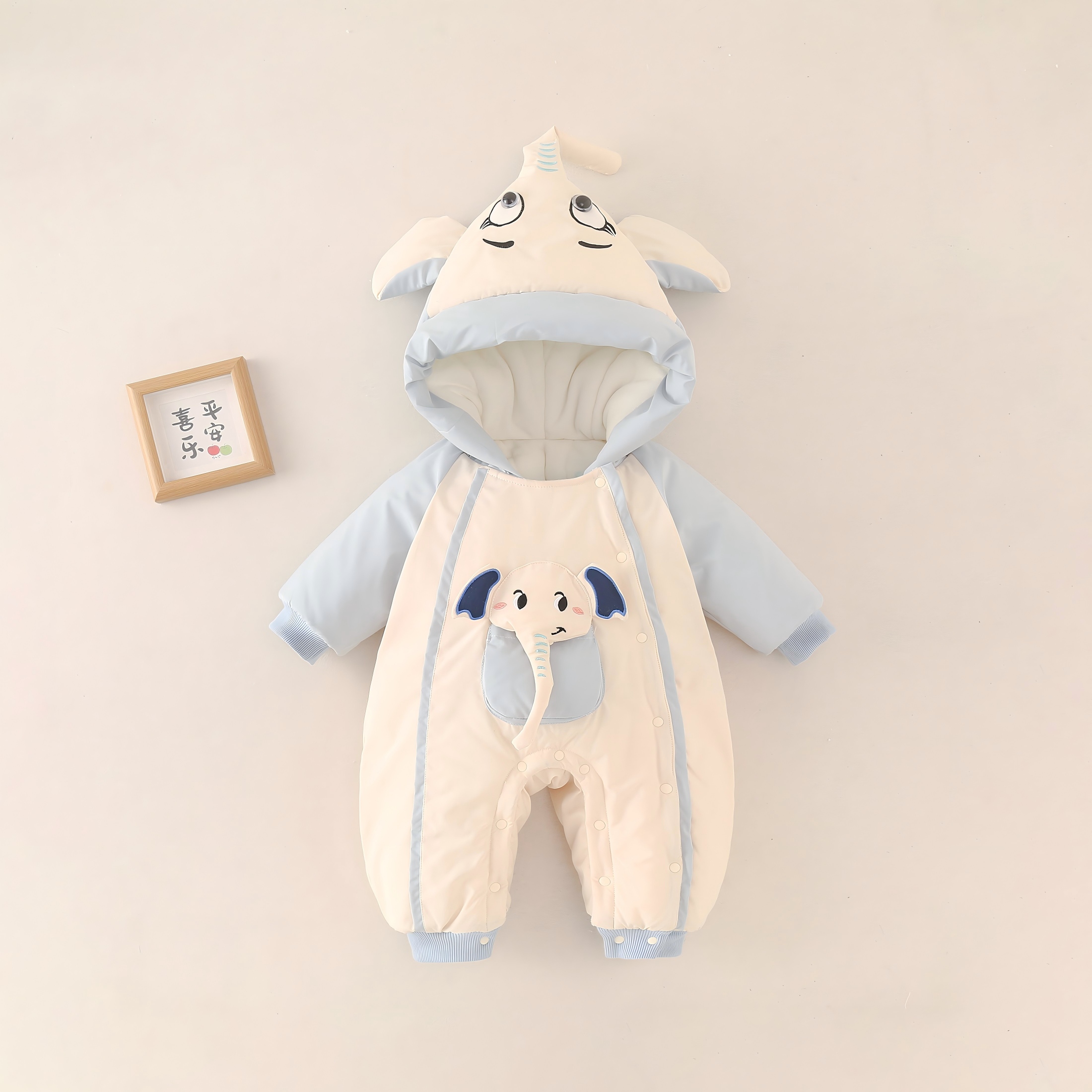 【小飞象】婴幼儿冬季加绒加厚连体衣棉服宝宝衣服超萌可爱冬装